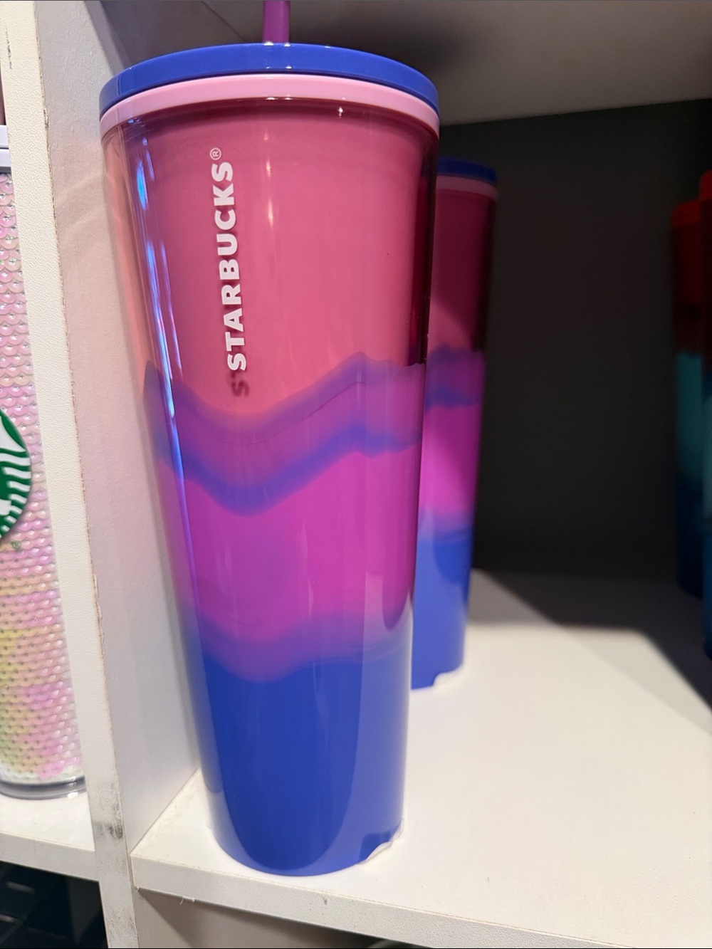 Starbucks Pink and Blue Ombre Wave Tumbler